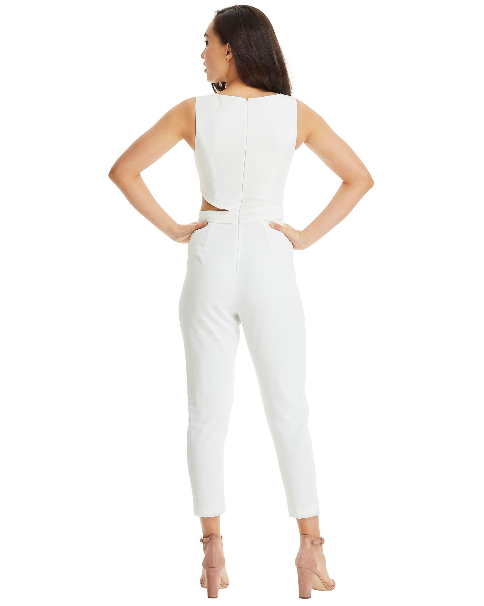 Jumpsuit with Side Cut Outs - White